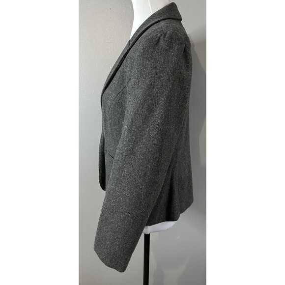 Vintage Adolfo Studio Women's 8 Petite Wool Lined 1 Button Blazer Gray Jacket - Picture 2 of 7